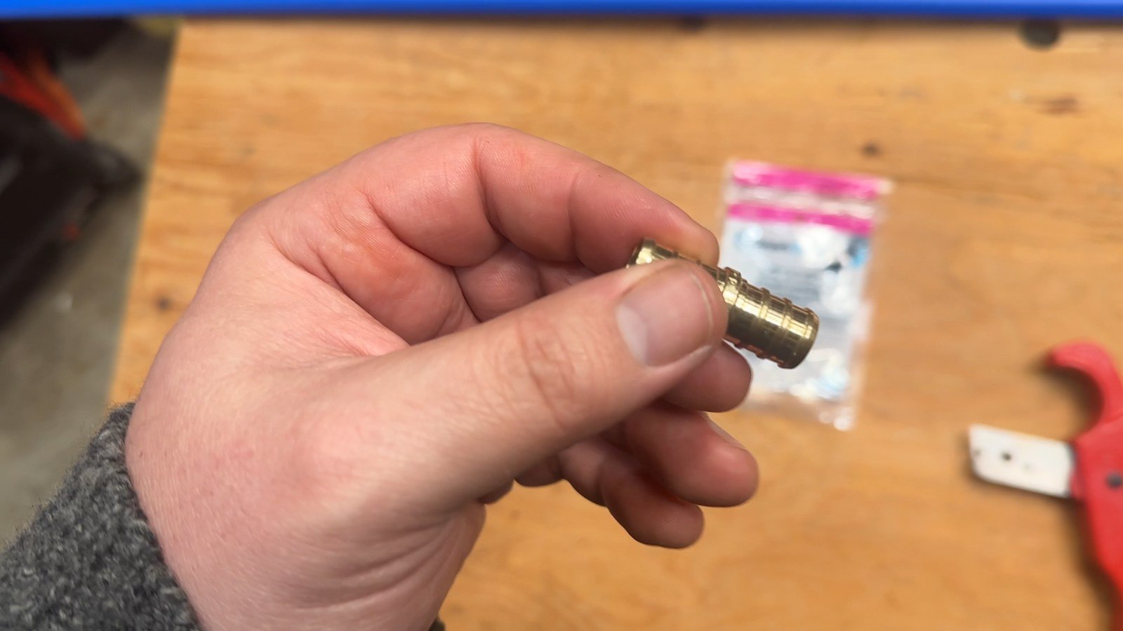 The half-inch barbed straight coupling used in my PEX demonstration